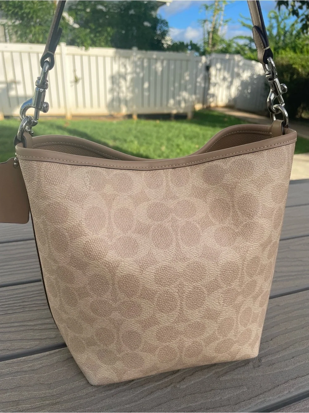 Coach Tan Signature Bucket Shoulder Bag